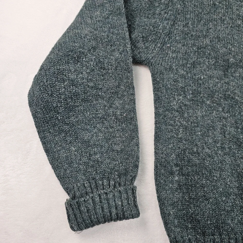 Vtg 100% Shetland Wool Knit Sweater Mens 42 Hunter Forest Green Marled Ireland